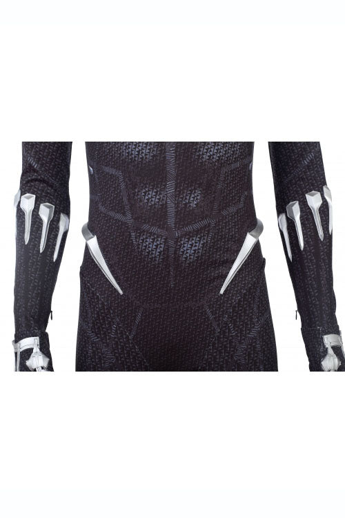 Black Panther T'Challa Black Printing Version Battle Suit Halloween Cosplay Costume Full Set