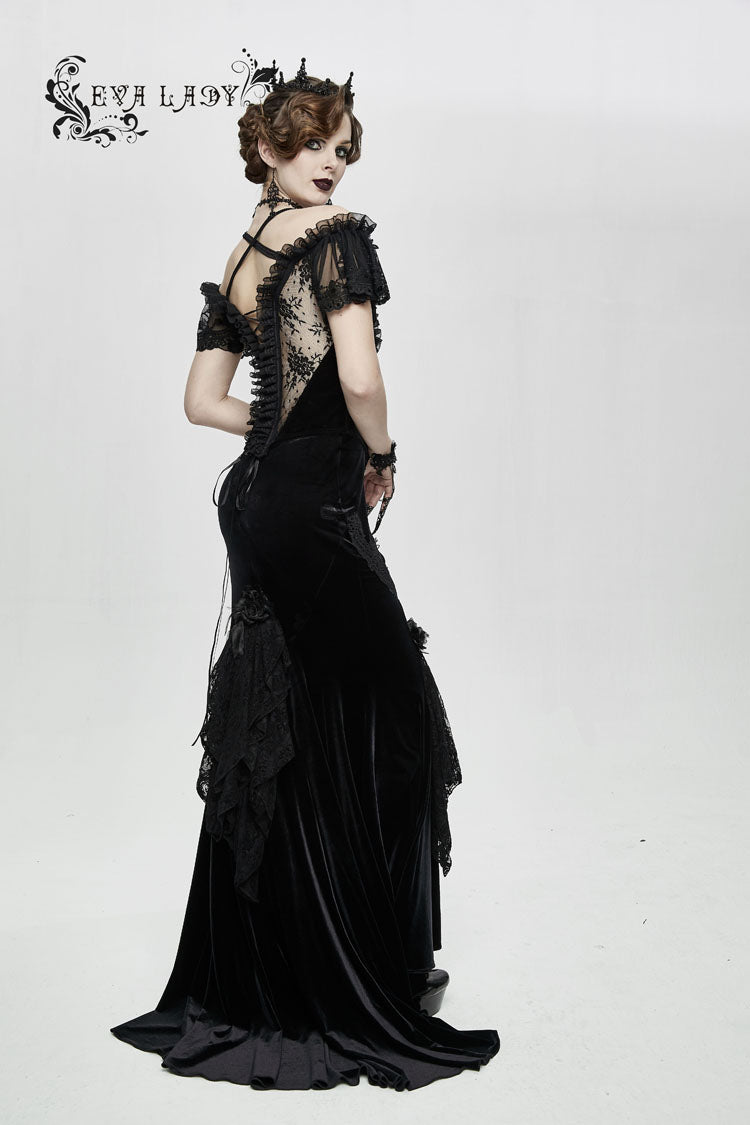 取り外し可能な裾が付いている黒のゴージャスな薄手の花レースフリルフィット女性のゴシックコルセット