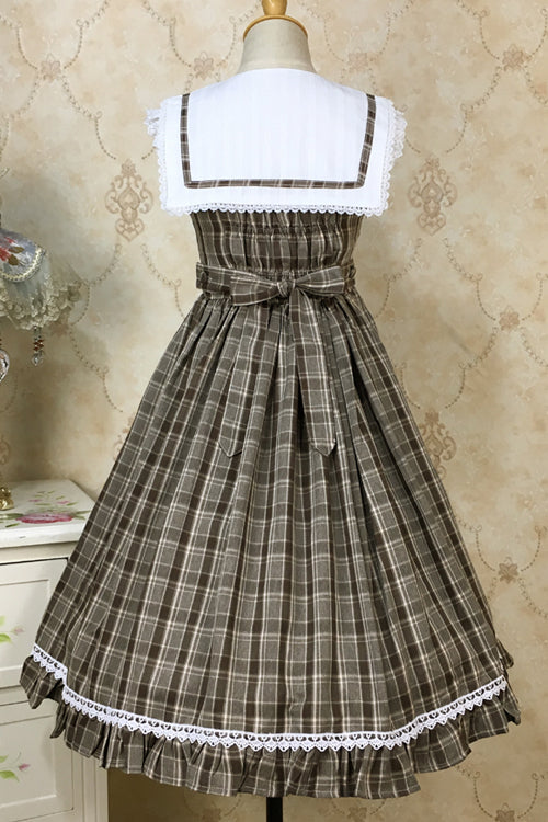 Plaid Print With Fake Collar High Waisted Sweet Lolita JSK Dress