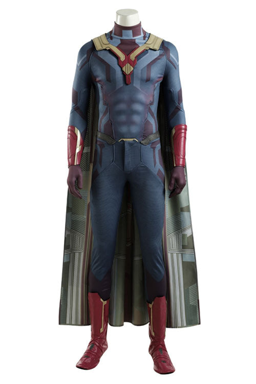 Avengers Age Of Ultron Vision Blue Bodysuit Battle Suit Halloween Cosplay Costume Full Set