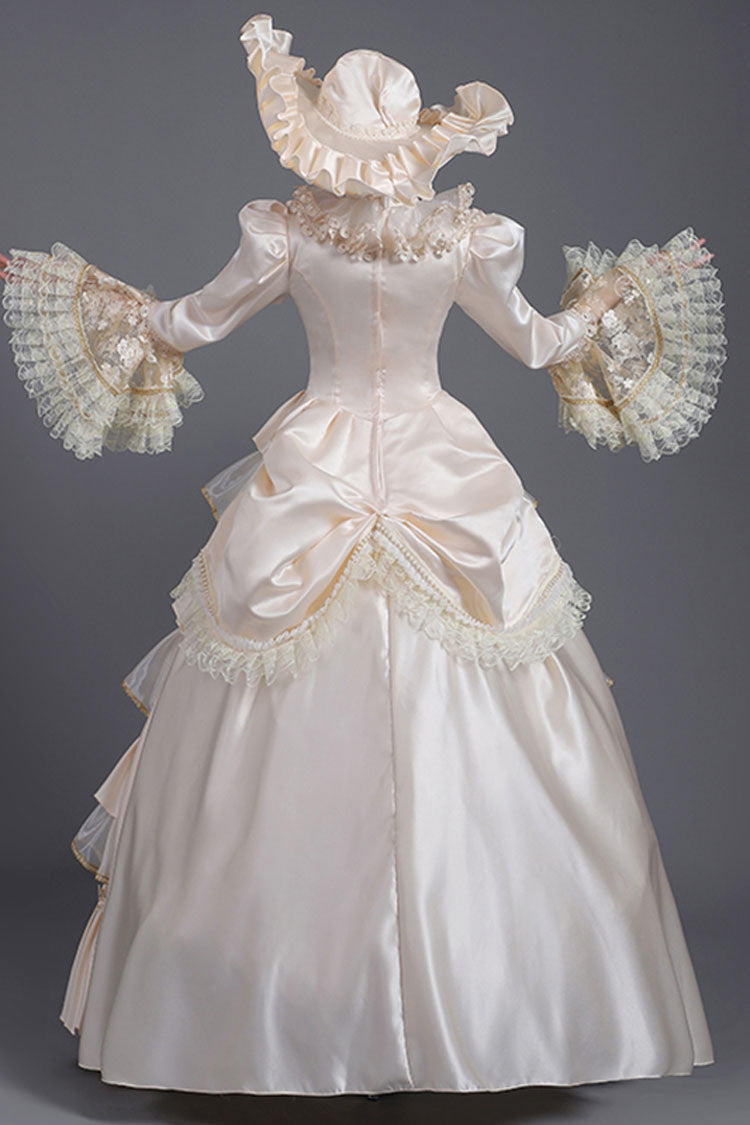 Champagne Hime Sleeves High Waisted Ruffled Multi-Layer Victorian Lolita Prom Tiered Dress