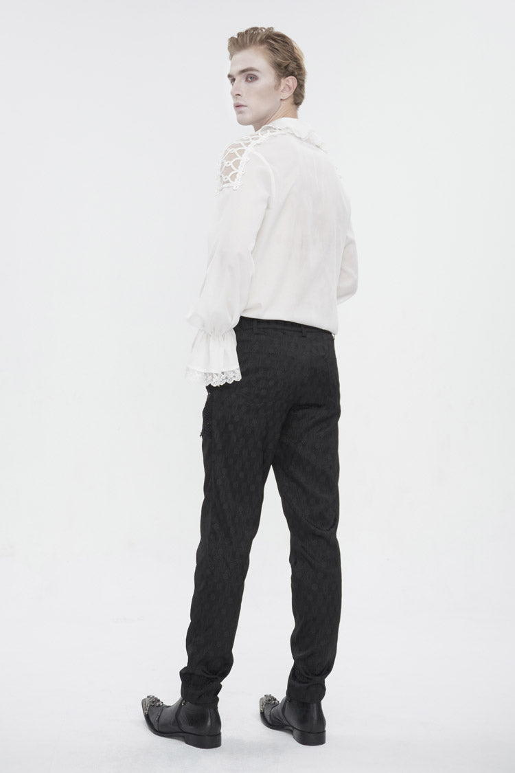 White Ruffled Collar Puff Sleeved Men's Gothic Shirt