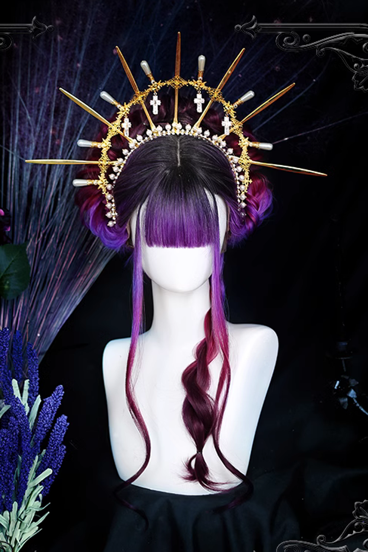 Purple Gradient Long Curly Hair Gothic Lolita Wigs