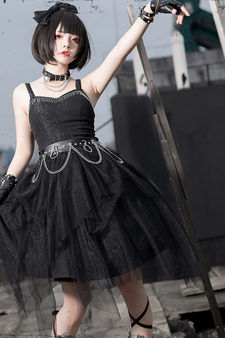 Dark Praise Of The Black Crow Sleeveless Punk Irregular Gothic Lolita Jsk Dress