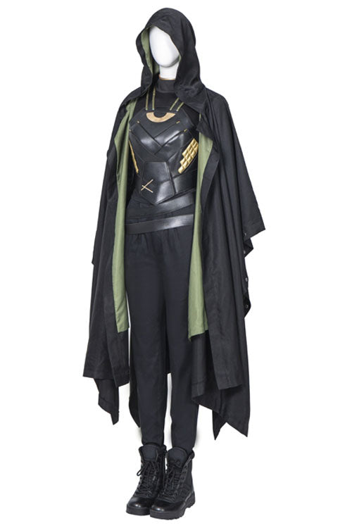 TV Drama Loki Female Loki Sylvie Lushton Halloween Upgraded Version Cloak Cosplay Costume Black/Green Cloak