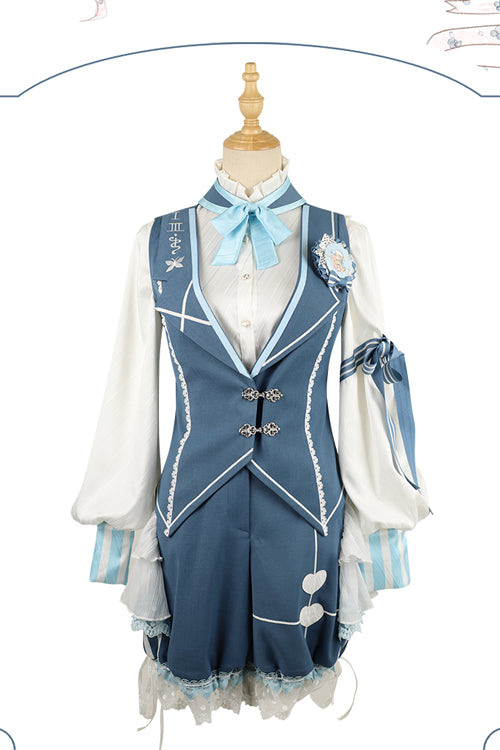 Alice Detective Retro Echte weiße Ouji Lolita Bluse