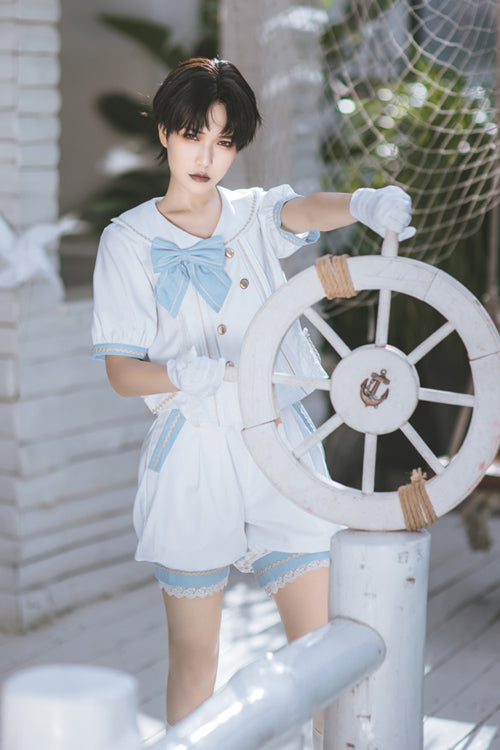 White Immortal Mint Ouji Lolita Short Sleeves – LolitaInside
