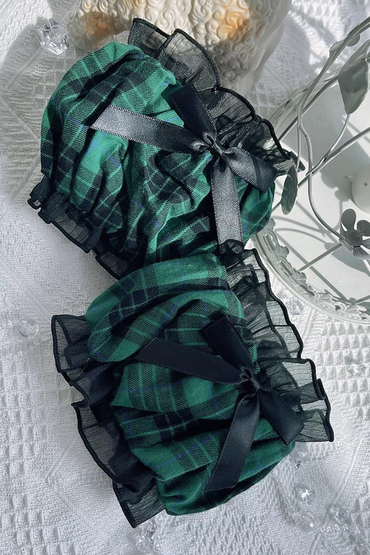 Black/Green Sleeveless Multi-layer Ruffle Bowknot Gothic Lolita Jsk Dress