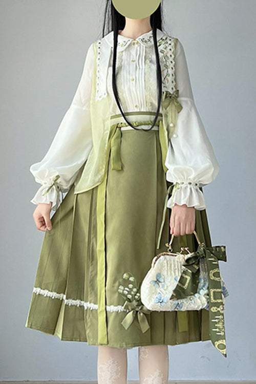 Green 2022 New Chinese Style Han Element Sweet Lolita Dress Full Set