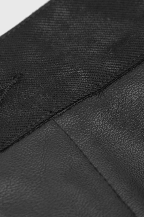 Black Patchwork Asymmetric Rivet Studded Punk Leather Mens Pants