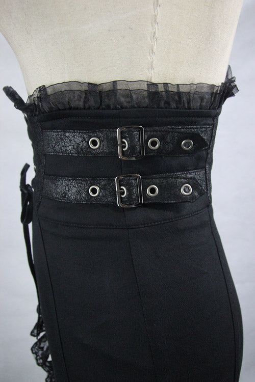 Black Dressing Up Short Front And Long Back Sexy Womens Gothic Split Skinny Half Fishtail Skirt