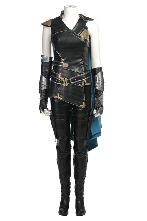 Thor Ragnarok Valkyrie Black Battle Suit Halloween Cosplay Costume Full Set
