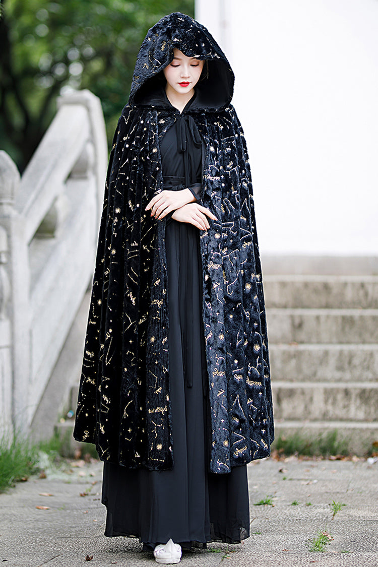 Black Costume Polka Dot Print Classic Hanfu Dress