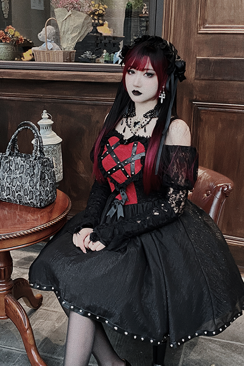 Black Wine Elegant Bowknot Long Sleeves Gothic Lolita Jsk Dress