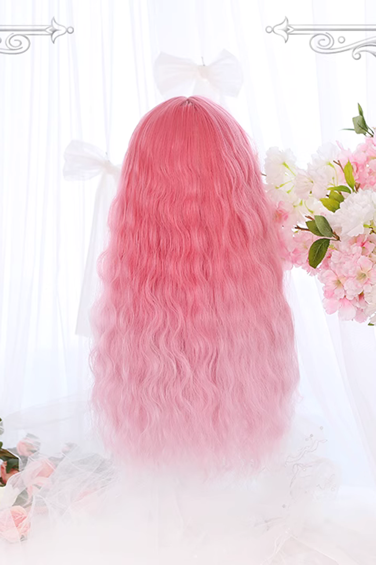 Pink Gradient Cherry Blossom Wine Series Long Curly Hair Sweet Lolita Wigs