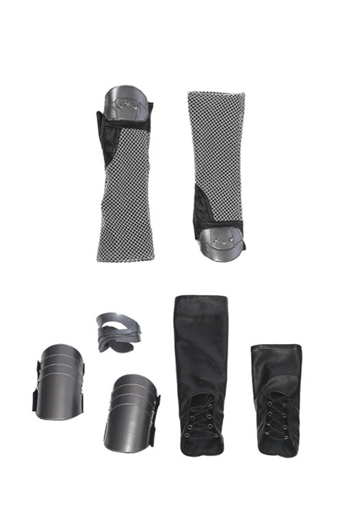 トールラグナロクヴァルキリーブラックバトルスーツハロウィンコスプレ衣装アクセサリー手袋とリストガードとオーバースリーブ
