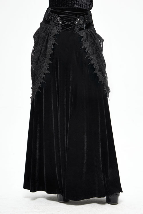 Black Velvet Cardigan Mid Waist Gothic Skirt