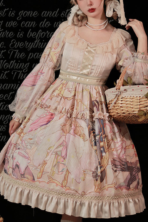 Pink Elegant Printed Sweet Lolita OP Dress