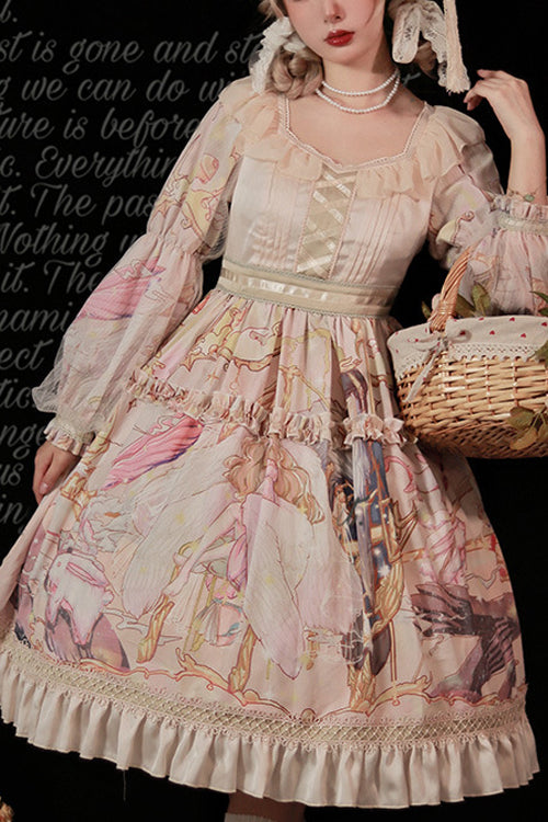 Pink Elegant Printed Sweet Lolita OP Dress