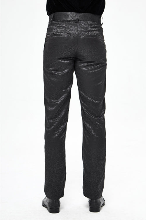 Black Basic Jacquard Diagonal Pocket Three Dimensional Webbing Gothic Mens Pants