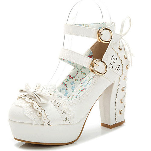 Sweet Princess Lace Bow Sweet Lolita Shoes 3 Colors