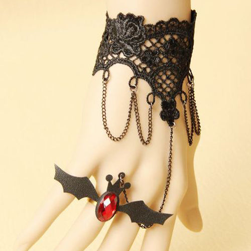 Black Retro Fashion Little Bat Lace Female Gothic Lolita Bracelet