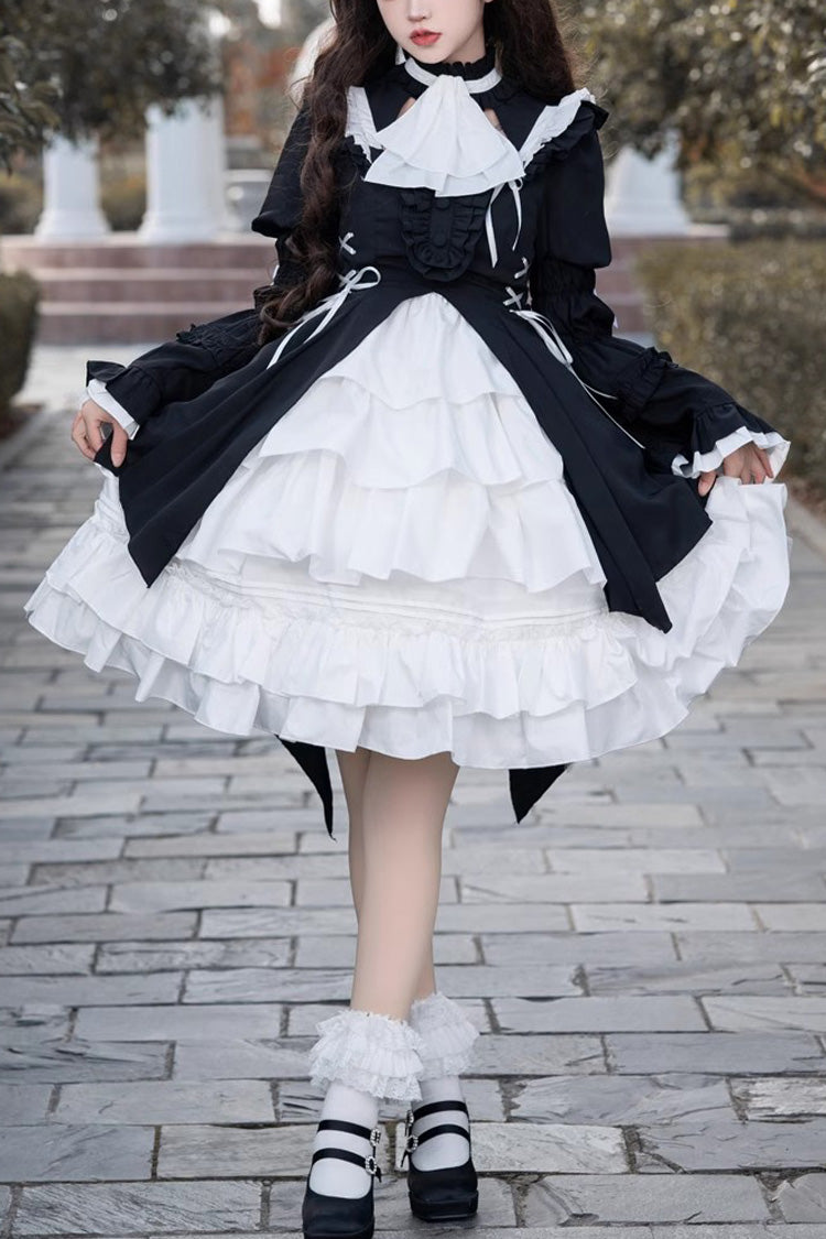 ブラック/ホワイトナイトジェムダークマジック取り外し可能な袖カーディガンゴシックロリータドレス