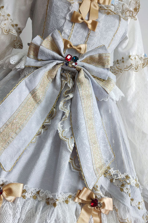 Blue Hanayome Bowknot Princess Multi-Layer Ruffled Sweet Lolita JSK Dress