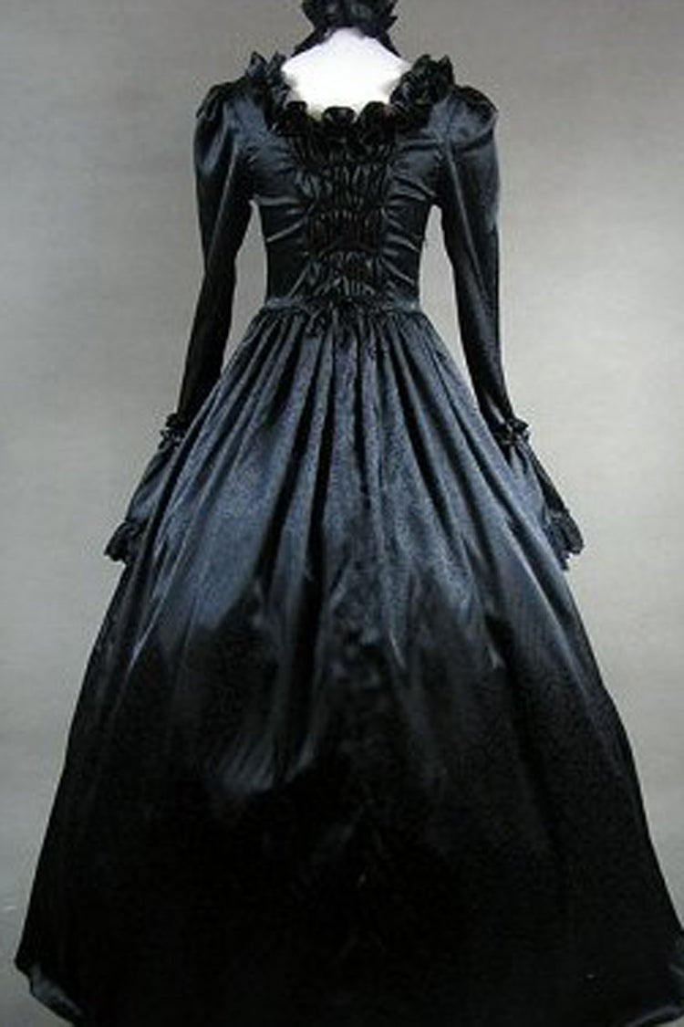 Black Square Collar Long Sleeves Cardigan Victorian Gothic Lolita Dress