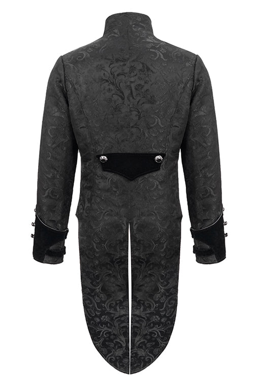 Black Bird Shaped Patchwork Swallowtail Mens Gothic Coat