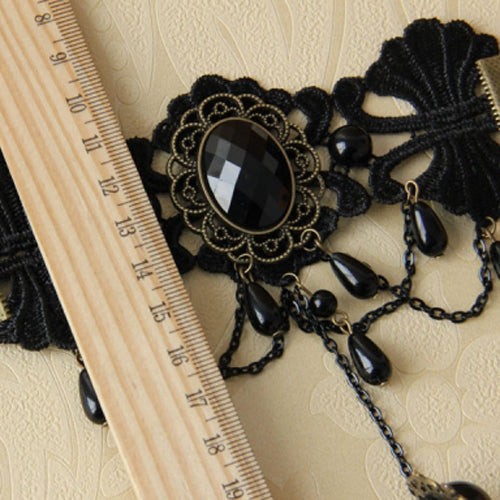 Black Retro Fashion Female Lace Gothic Lolita Ring Bracelet