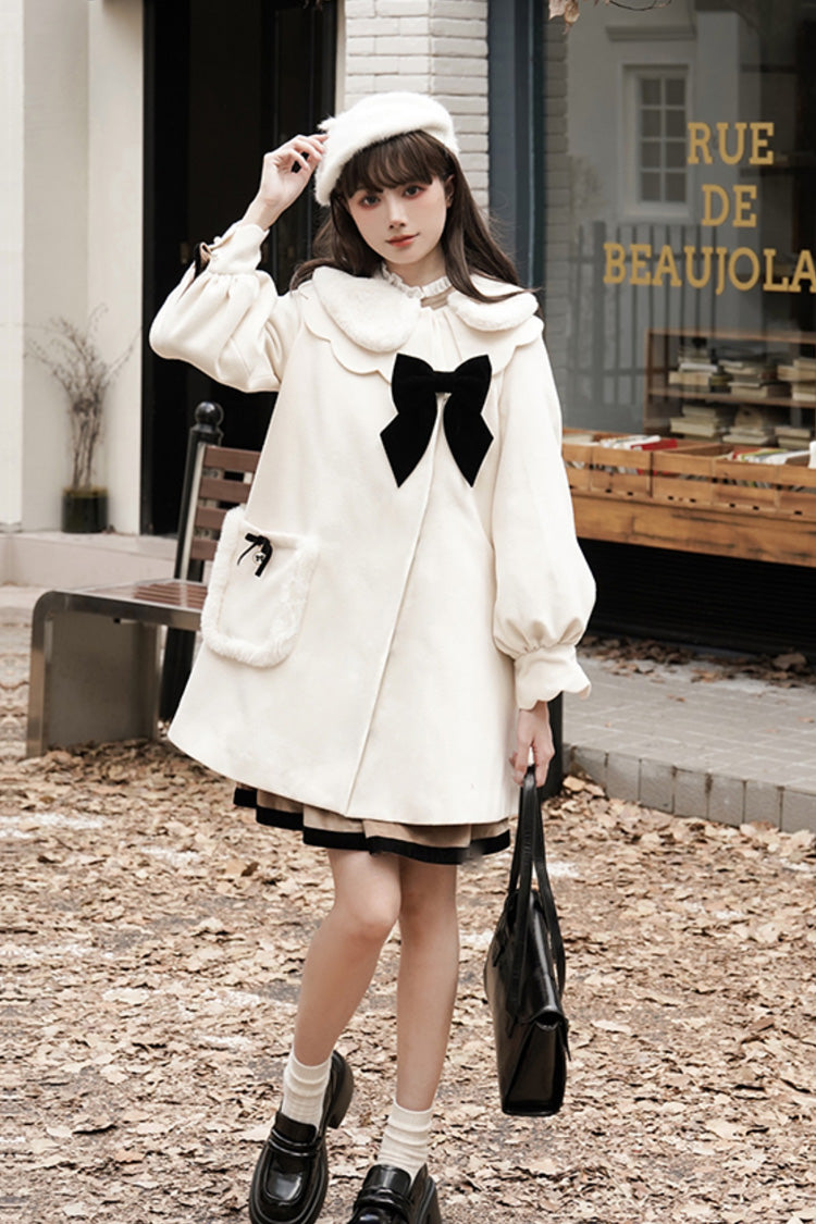 Ivory Petal Collar Long Sleeves Autumn Winter Sweet Princess Lolita Coat