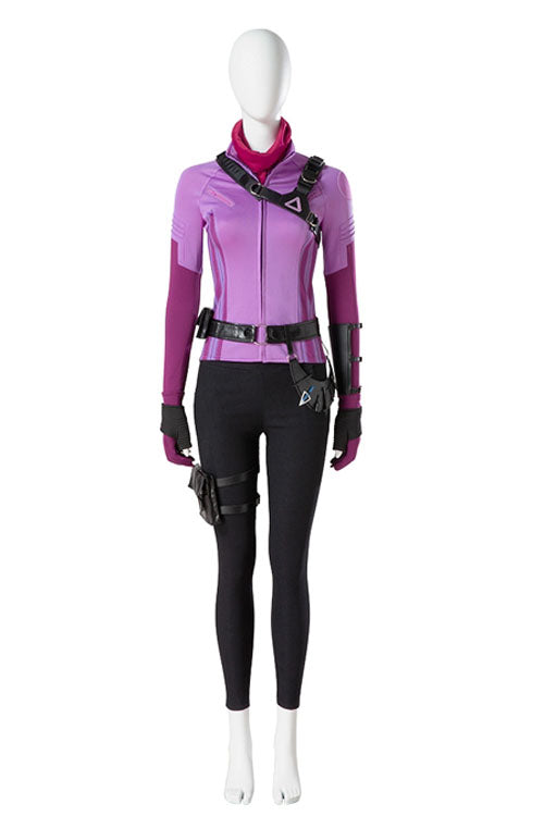 TV Drama Hawkeye Kate Bishop Purple Top Suit Halloween Cosplay Costume Black Pants