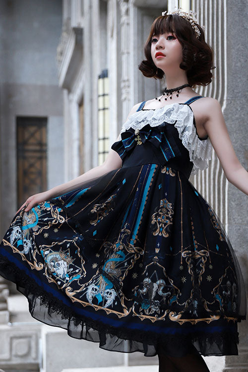 Black God's Salvation Square Collar Lace Ruffled Gothic Lolita JSK Dress