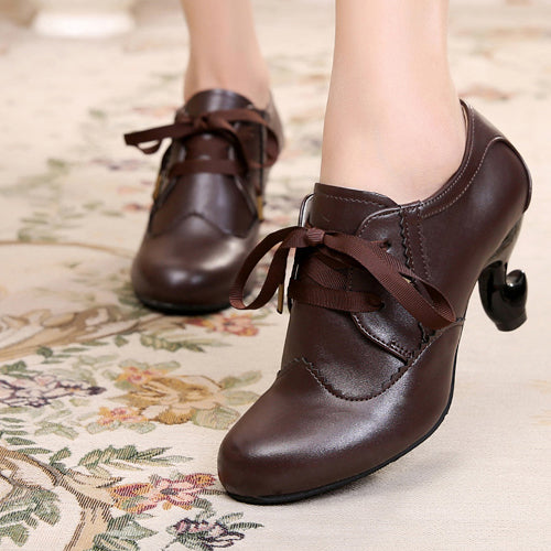 Table Leg Shaped Heel Silk Ribbon Retro Classic Lolita Shoes