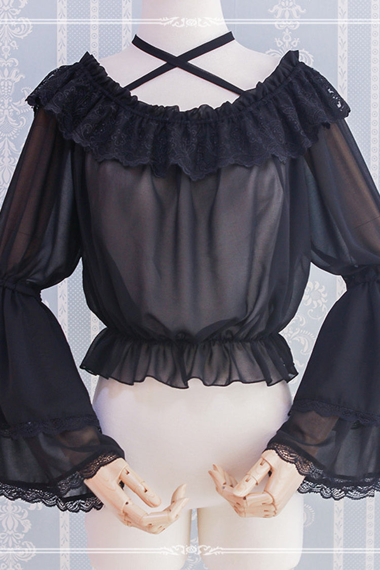 Chiffon Long Ji Sleeve Halter Neck Lolita Blouse