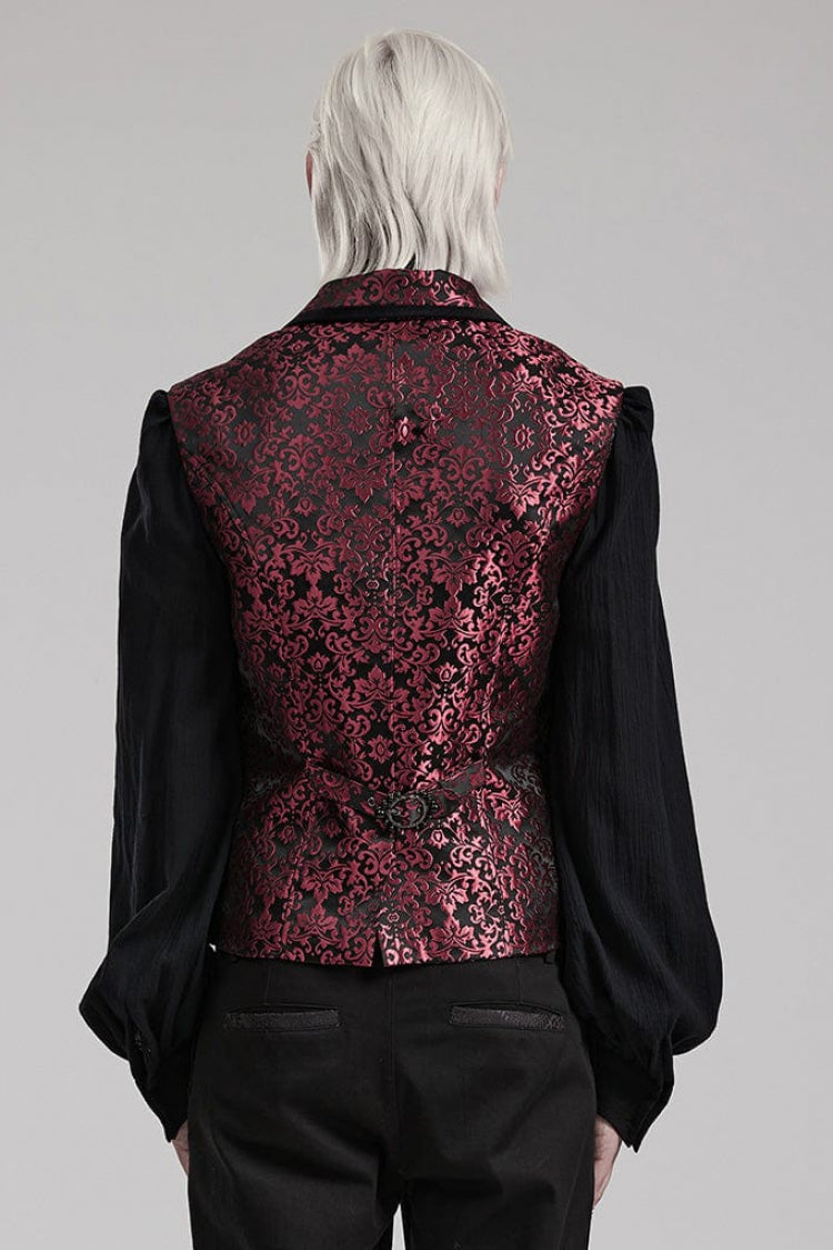 Men's V Collar Sleeveless Print Luxury Gem Four Button Stitching Gothic Vest 2 Colors