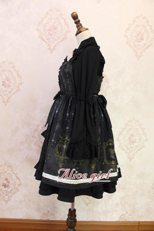 Angel Cross Print Lace Bowknot Cardigan Ruffled Sweet Lolita JSK Dress