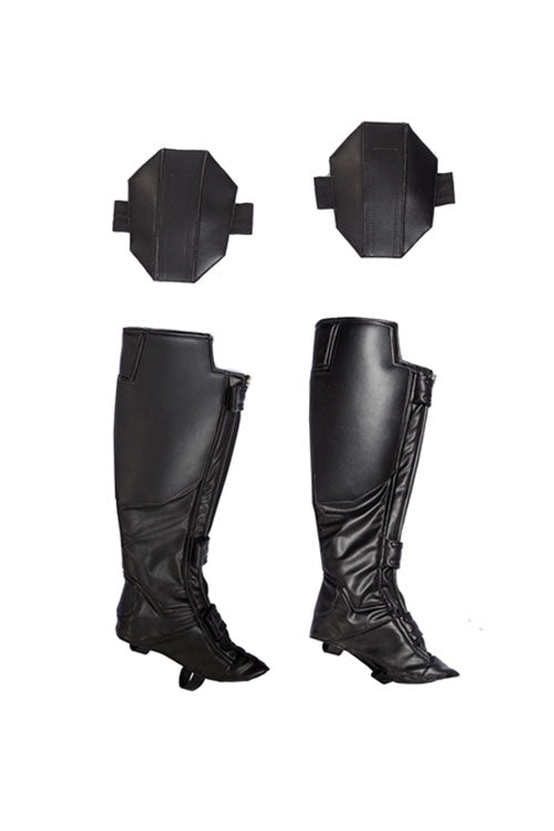シビル・ウォー キャプテン・アメリカ ブラック・ウィドウ コスプレ衣装 黒 ブーツカバーと膝パッド