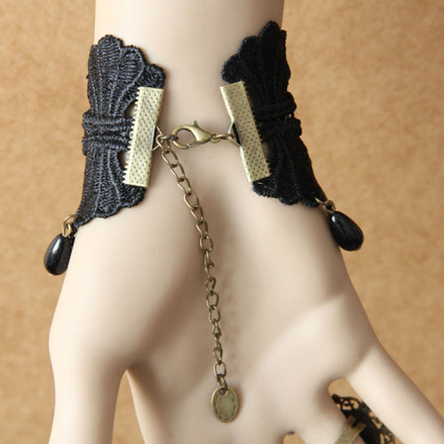 Black Retro Fashion Female Lace Gothic Lolita Ring Bracelet