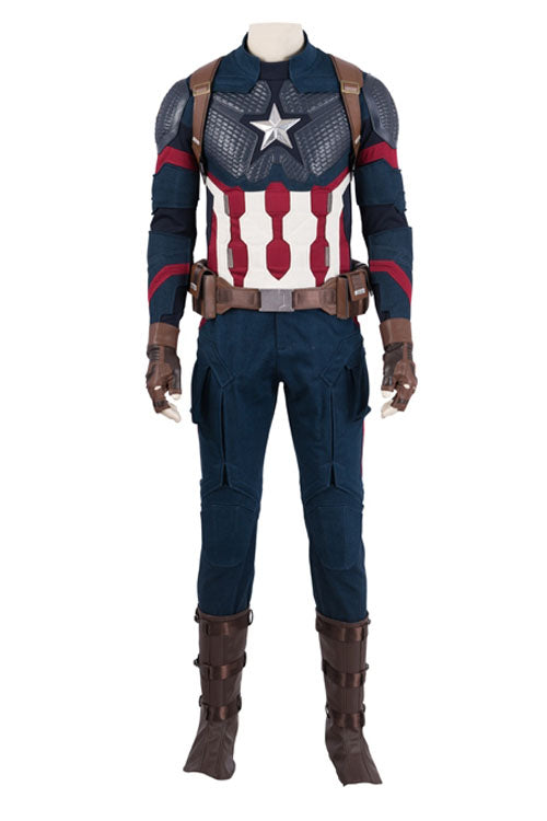 Avengers Endgame Captain America Steve Rogers Multi-Color Battle Suit Halloween Cosplay Costume Full Set