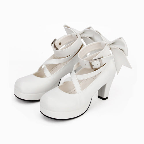 Pure Color Cute Bowknot Sweet Lolita High Heel Shoes