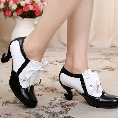 Table Leg Shaped Heel Silk Ribbon Retro Classic Lolita Shoes