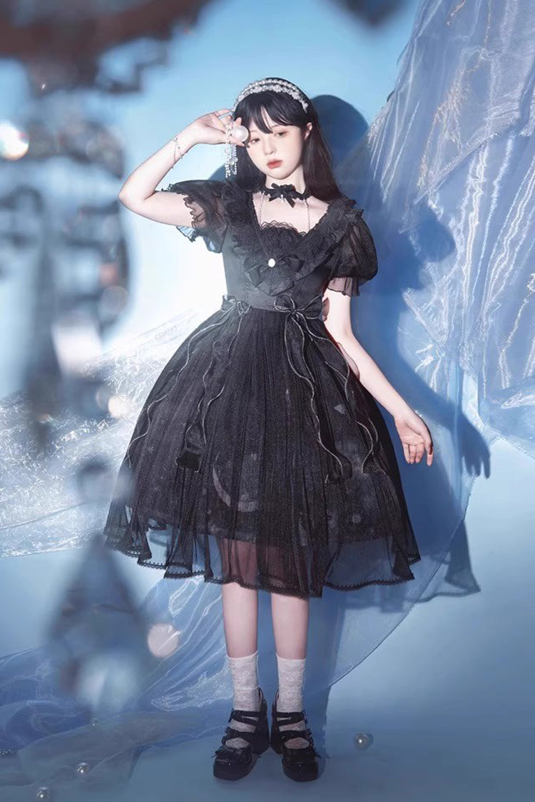 Planet Butterfly Print Bowknot Classic Gothic Lolita Dress 2 Colors