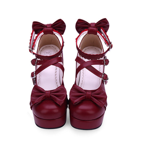 Bowknot Round-toe Sweet Lolita High Heel Shoes