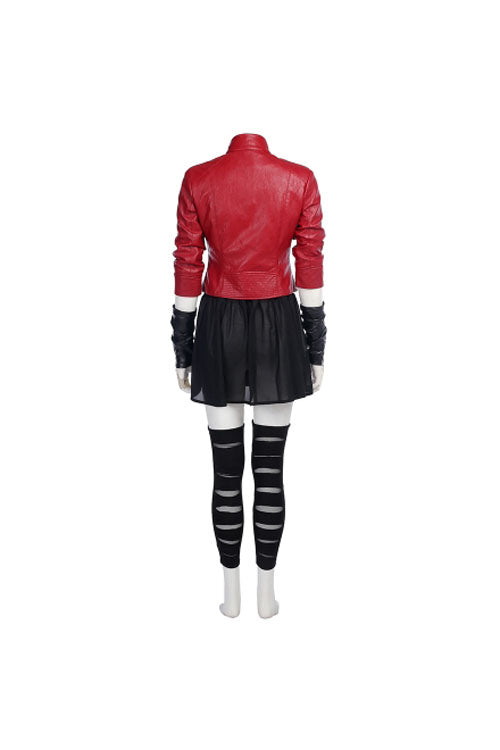 Avengers 2 Scarlet Witch Black Chiffon Print Dress Halloween Cosplay Costume