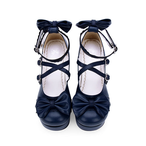 Bowknot Round-toe Sweet Lolita High Heel Shoes