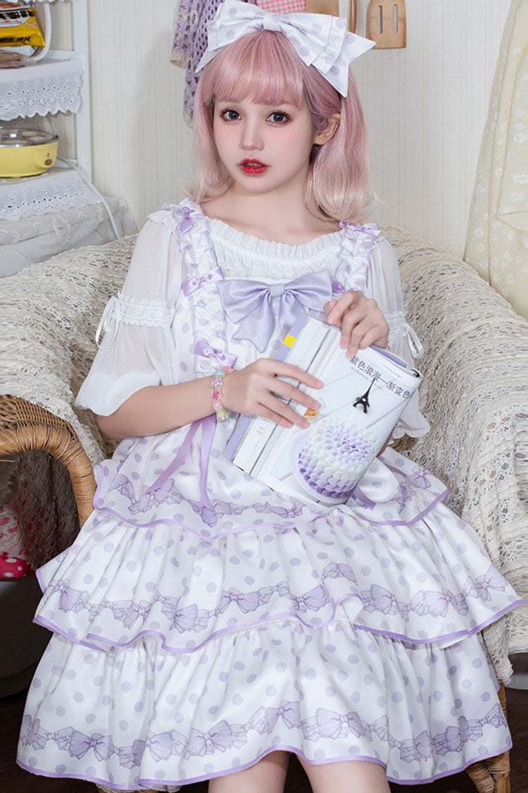 Polka Point Print Bowknot Multi-Layer Princess Sweet Lolita Jsk Dress