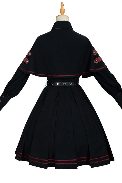 Schwarzes Hemd- und Rockset im Militärstil der Punishment Execution Officer-Serie, Gothic-Lolita-Kleid