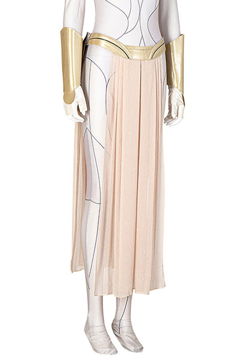 Eternals Thena Beige Battle Suit Design 2 Halloween Cosplay Costume Golden/Beige Waist Skirt